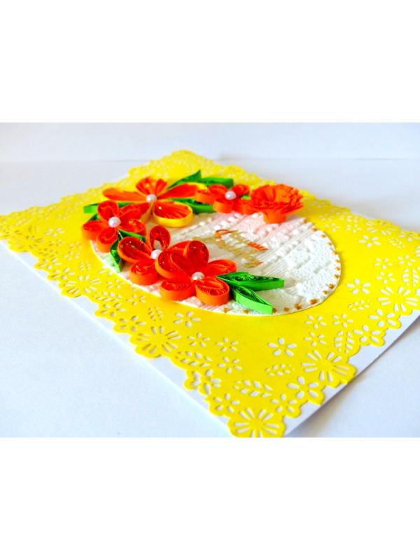 Quilled Yellow Themed Birthday Greeting Card image
