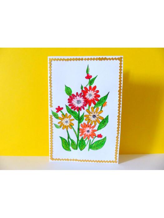 Flower Painting Handmade Greeting Card image