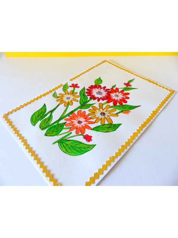 Flower Painting Handmade Greeting Card image