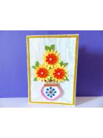 Sweet Yellow Glittering Flower Vase Card