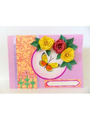 Pink Themed Roses Greeting Card