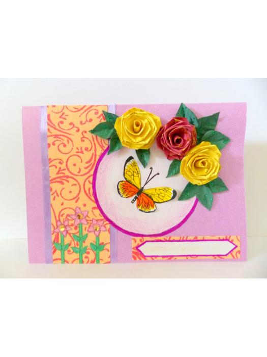 Pink Themed Roses Greeting Card image
