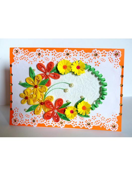 Beautiful Flower Lace Yellow Theme Greeting Card