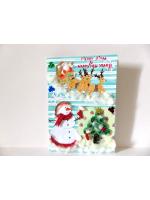 Christmas Santa Sleigh and Snowman Greeting Card