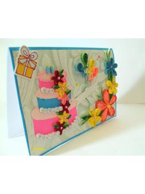Cake Quilled Greeting Card