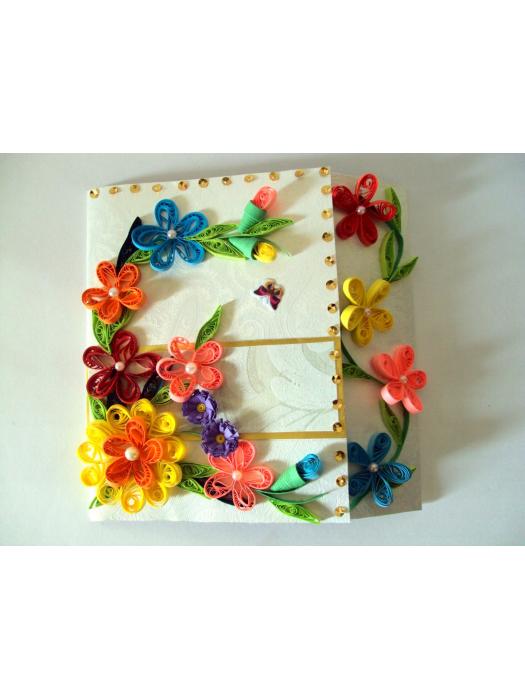 Multicolor Flowers Mini Scrapbook Greeting Card