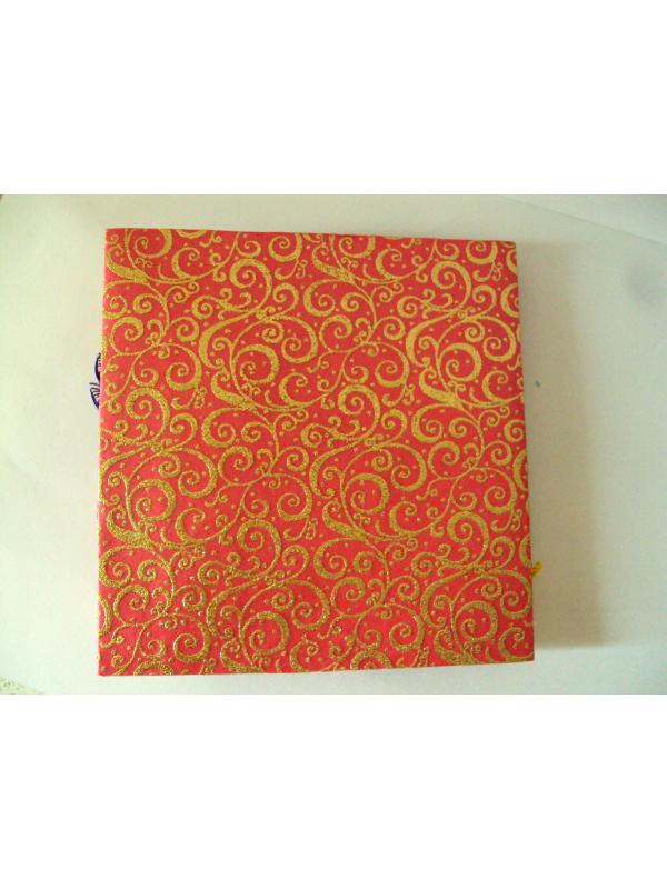 Multicolor Flowers Mini Scrapbook Greeting Card on Red Base