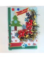 Red Themed Flowers Xmas Greeting Card
