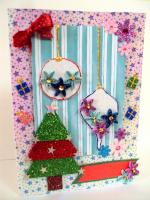 Sparkling Christmas Balls With Quilled Flowers Greeting Card