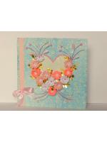 All Pink Flowers in Heart Greeting Card