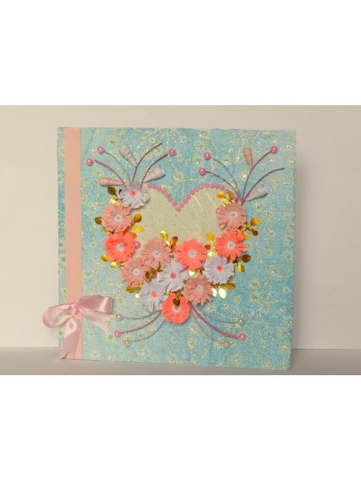 All Pink Flowers in Heart Greeting Card image