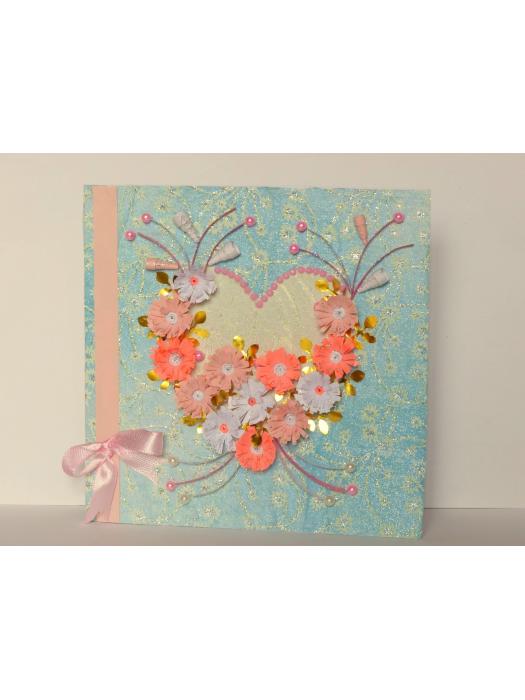 All Pink Flowers in Heart Greeting Card