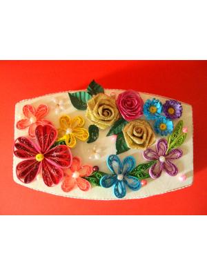 Multicolor Flowers Quilled Decorated Gift Box