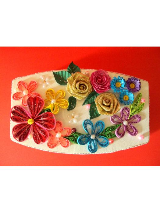 Multicolor Flowers Quilled Decorated Gift Box image