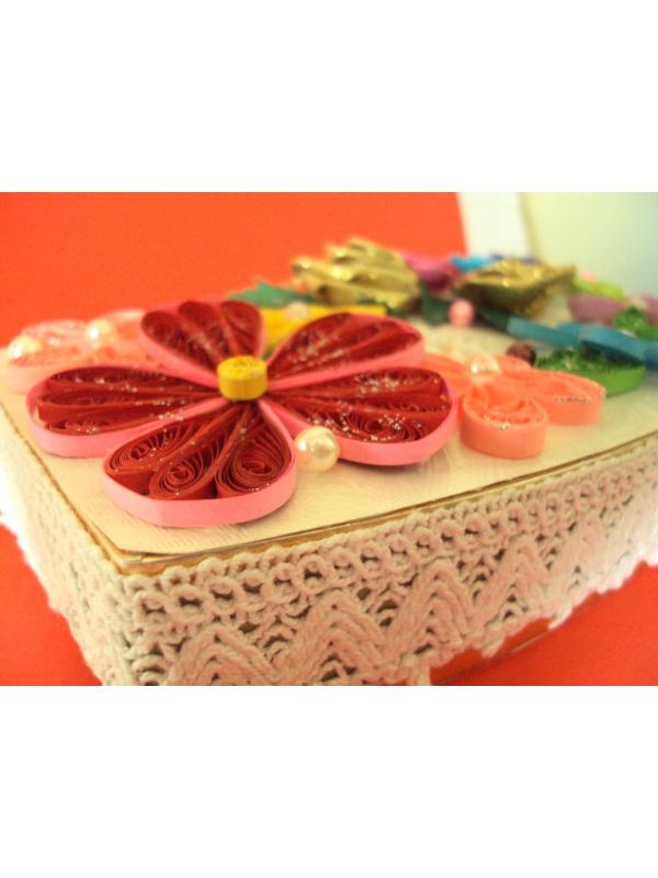 Multicolor Flowers Quilled Decorated Gift Box