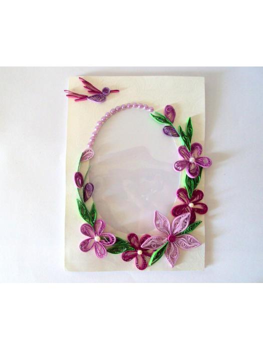 Purple Themed Photo Frame Greeting Card image