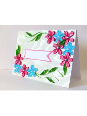 Pink & Blue Flower Greeting Card- Shaded Flowers "Limited Edition"