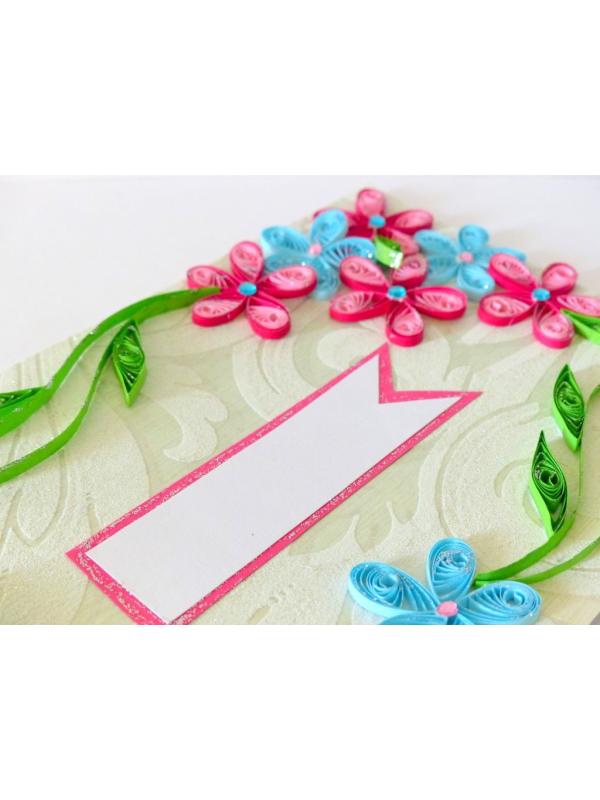 Pink & Blue Flower Greeting Card- Shaded Flowers 