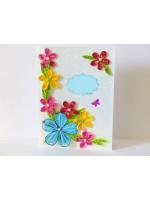 Multicolor Flower Corner Quilled greeting card