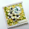 Sparkling white paper flowers handmade greeting card image Sparkling white paper flowers handmade greeting card image