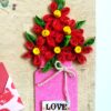 Red Quilled Flowers in Jar Greeting Card image Red Quilled Flowers in Jar Greeting Card image