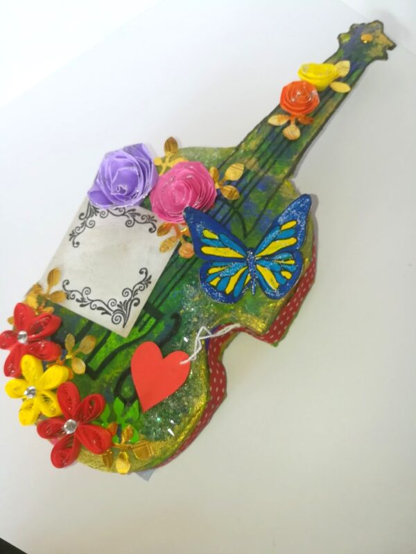 Beautiful Sparkling Colorful Paper 3d Guitar Gift image Beautiful Sparkling Colorful Paper 3d Guitar Gift image