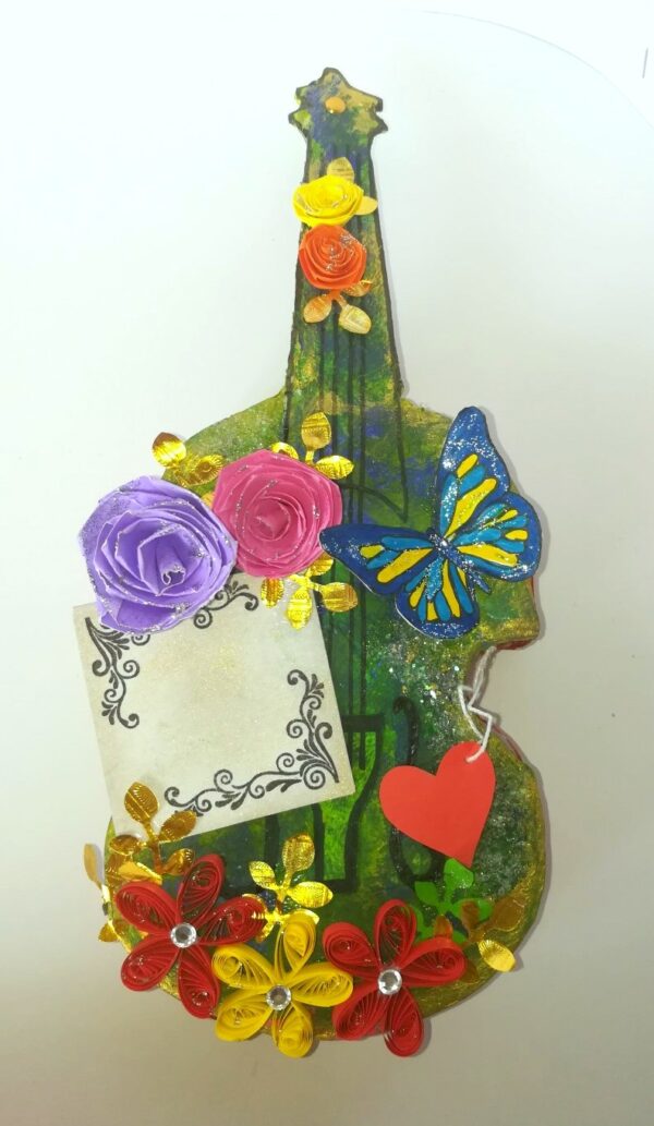 Beautiful Sparkling Colorful Paper 3d Guitar Gift image Beautiful Sparkling Colorful Paper 3d Guitar Gift image
