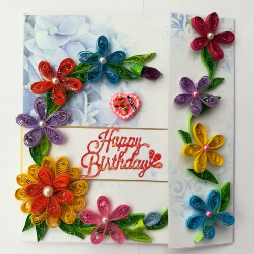 Multicolor Flowers Mini Scrapbook Greeting Card image