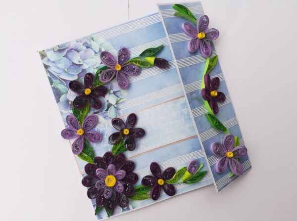 Purple Themed Flowers Mini Scrapbook Greeting Card image Purple Themed Flowers Mini Scrapbook Greeting Card image