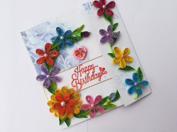 Multicolor Flowers Mini Scrapbook Greeting Card image
