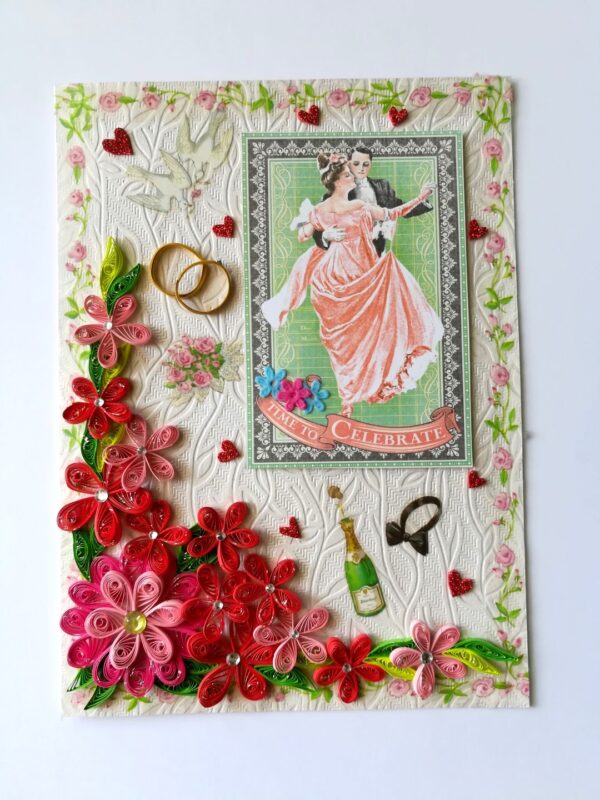 Happy Anniversary Quilled Flowers Greeting Card image Happy Anniversary Quilled Flowers Greeting Card image