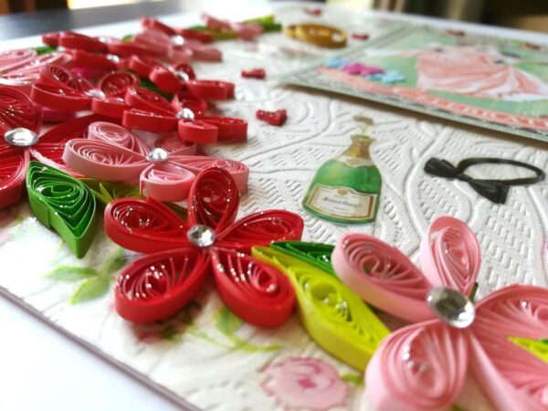 Happy Anniversary Quilled Flowers Greeting Card image Happy Anniversary Quilled Flowers Greeting Card image