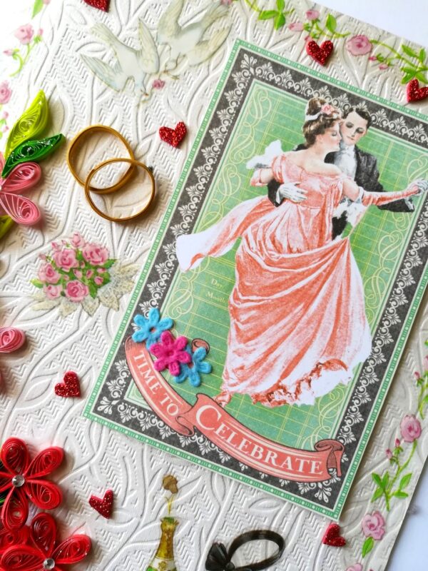 Happy Anniversary Quilled Flowers Greeting Card image Happy Anniversary Quilled Flowers Greeting Card image