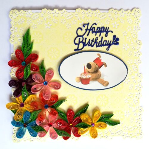 Multicolor Flowers in Corner Greeting Card image