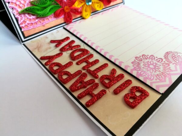 Happy Birthday with Quilled Flowers Greeting Card image Happy Birthday with Quilled Flowers Greeting Card image