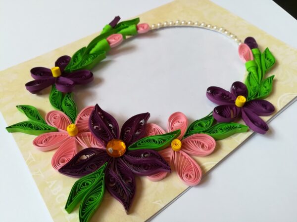 Purple Themed Quilled Photo Frame Card image Purple Themed Quilled Photo Frame Card image