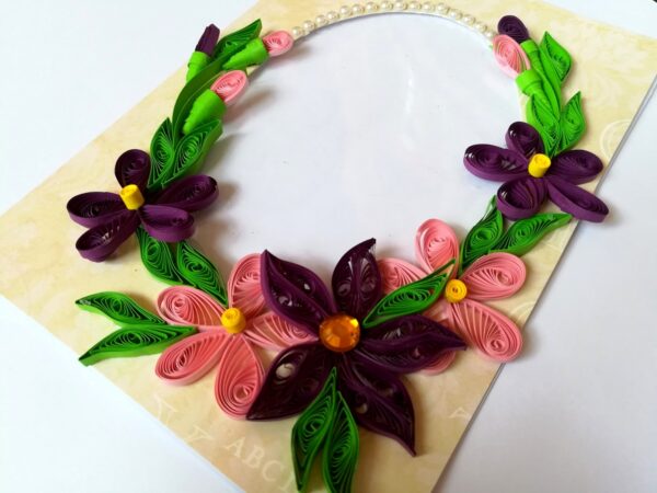 Purple Themed Quilled Photo Frame Card image Purple Themed Quilled Photo Frame Card image