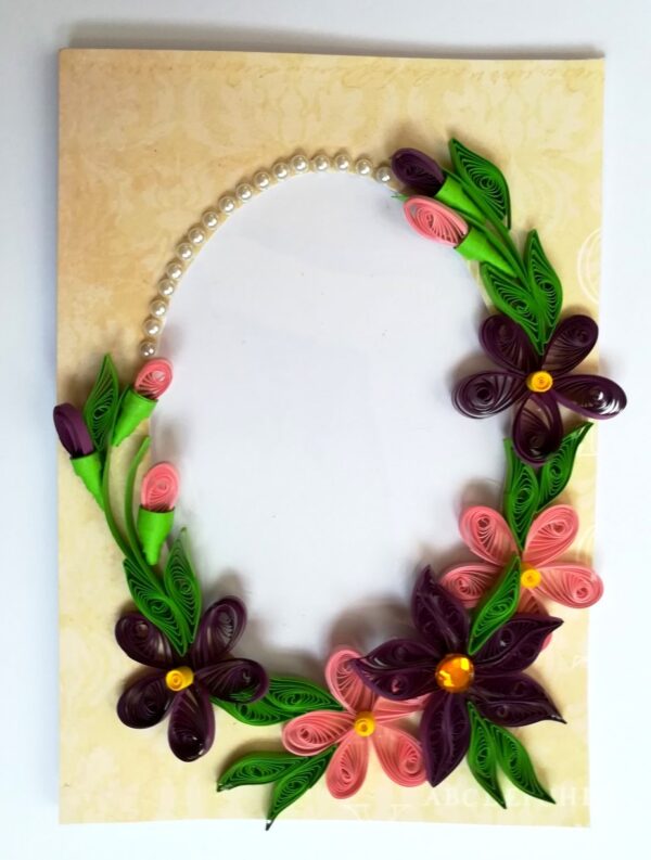 Purple Themed Quilled Photo Frame Card image Purple Themed Quilled Photo Frame Card image
