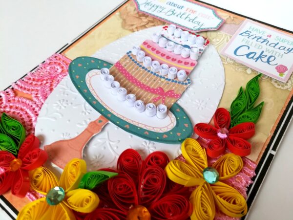 Happy Birthday with Quilled Flowers Greeting Card image Happy Birthday with Quilled Flowers Greeting Card image