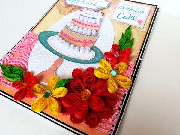 Happy Birthday with Quilled Flowers Greeting Card image Happy Birthday with Quilled Flowers Greeting Card image