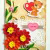 Quilled Red Love Flowers Valentine Greeting Card image Quilled Red Love Flowers Valentine Greeting Card image