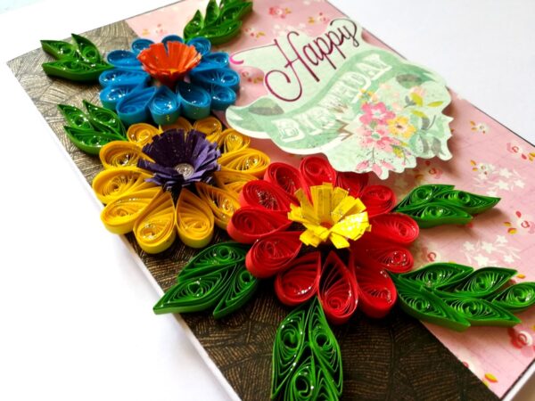Quilled Flowers Happy Birthday Greeting Card image Quilled Flowers Happy Birthday Greeting Card image