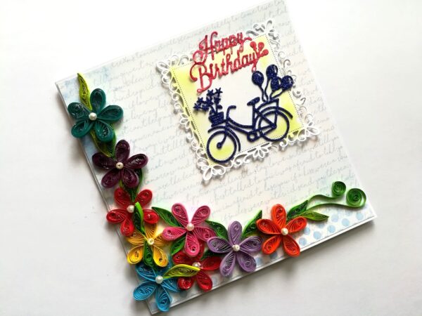 Multicolor Flowers In Corner Birthday Greeting Card image Multicolor Flowers In Corner Birthday Greeting Card image