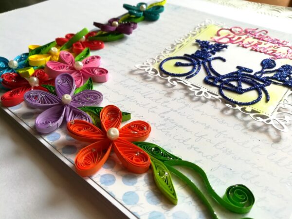 Multicolor Flowers In Corner Birthday Greeting Card image Multicolor Flowers In Corner Birthday Greeting Card image