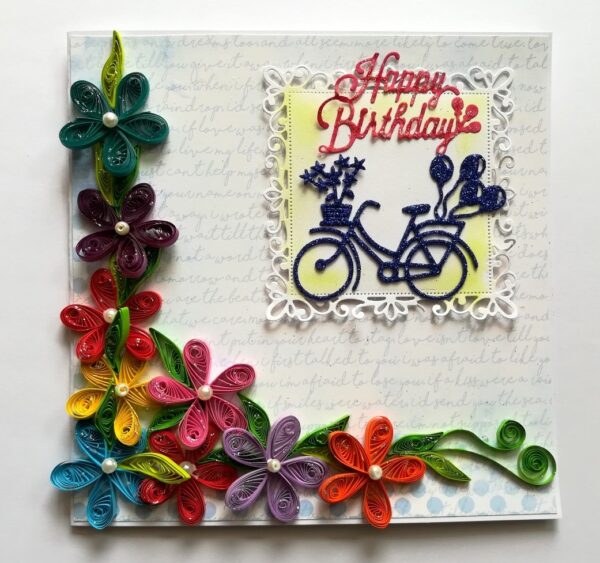 Multicolor Flowers In Corner Birthday Greeting Card image Multicolor Flowers In Corner Birthday Greeting Card image