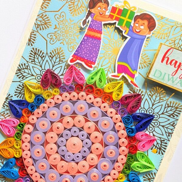 1000025123 Handmade Quilled Rangoli Diwali Greeting Card