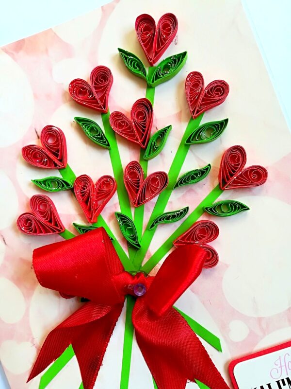 Love Hearts Valentine Day Bouquet Card Handmade image Love Hearts Valentine Day Bouquet Card Handmade image