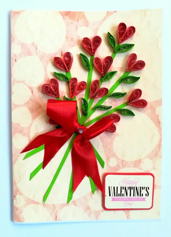 Love Hearts Valentine Day Bouquet Card Handmade image Love Hearts Valentine Day Bouquet Card Handmade image