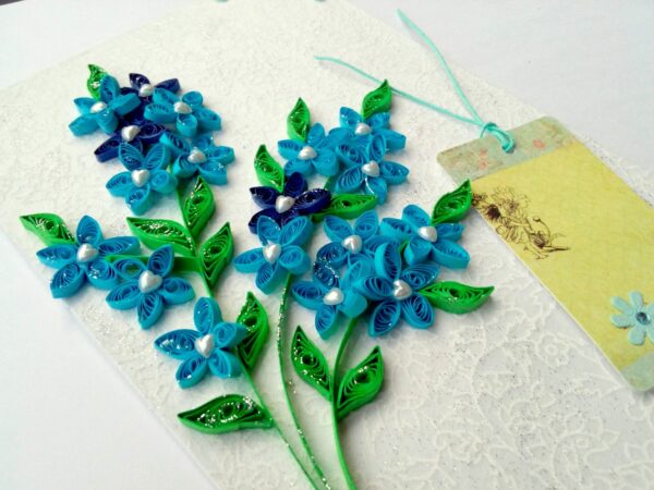 Sparkling Blue Themed Quilled Flowers Greeting Card image Sparkling Blue Themed Quilled Flowers Greeting Card image