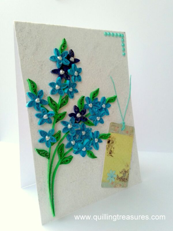 Sparkling Blue Themed Quilled Flowers Greeting Card image Sparkling Blue Themed Quilled Flowers Greeting Card image